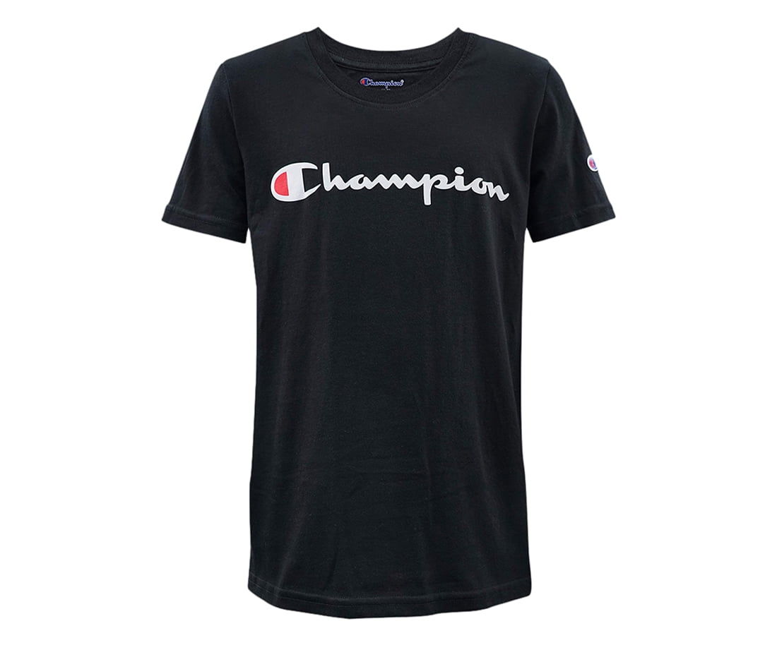 Size Heritage & Active Logo Sleeve M, Boys Short Cotton Tees Shirts Heritage Black Color: Champion
