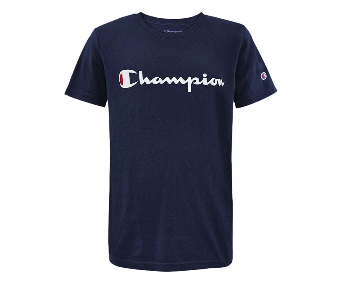 Champion Heritage Short Sleeve Cotton Logo Boys Active Shirts Tees Size S Color Heritage Navy