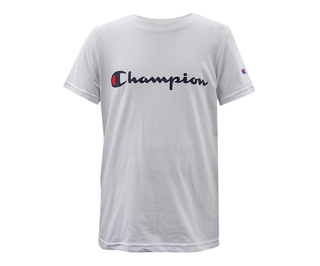Champion Heritage Short Sleeve Cotton Logo Boys Active Shirts & Tees Size S, Color: Heritage White - image 1 of 7