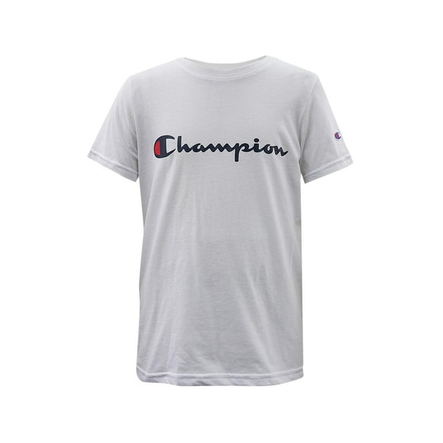 Champion Heritage Short Sleeve Cotton Logo Boys Active Shirts & Tees Size S, Color: Heritage White