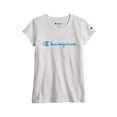 thumbnail image 1 of Champion Heritage Short Sleeve Script Logo Girls Active Shirts & Tees Size M, Color: White, 1 of 2