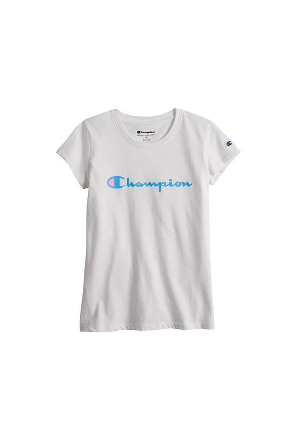 Heritage Short Sleeve Script Logo Girls Active Shirts & Tees Size M, Color: White