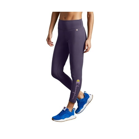 Champion High Waist Script Leggings Womens Active Pants Size S, Color: Purple Pebble