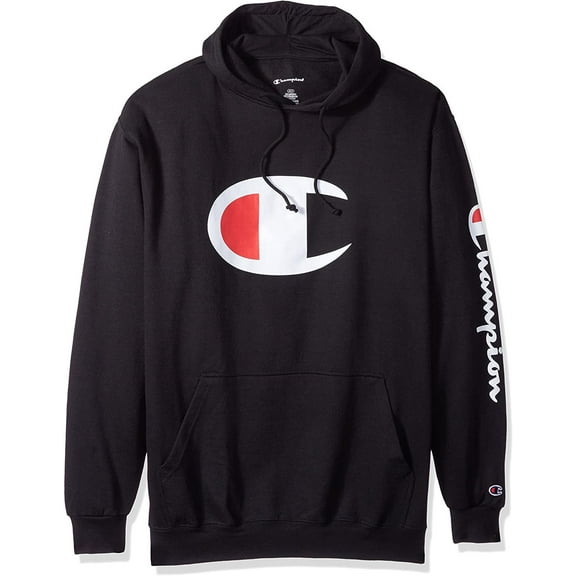 Champion Hoodie Men Big and Tall Hoodies for Men Pullover Sweatshirt Black XLT