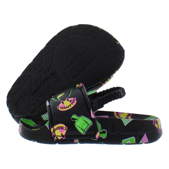 Champion IPO Catch Print Slide Infant/Toddler Shoes Size 6, Color: Black/Multi-Colored