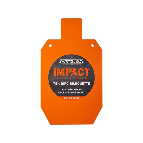 Champion Traps and Targets Impact Steel Silhouette Target - 75% IPSC Rifle Rated, Orange