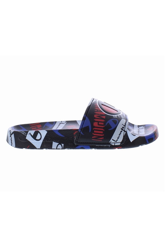 Ipo C Logo Slide PS Boys Shoes Size 1, Color: Black/Multi-Colored