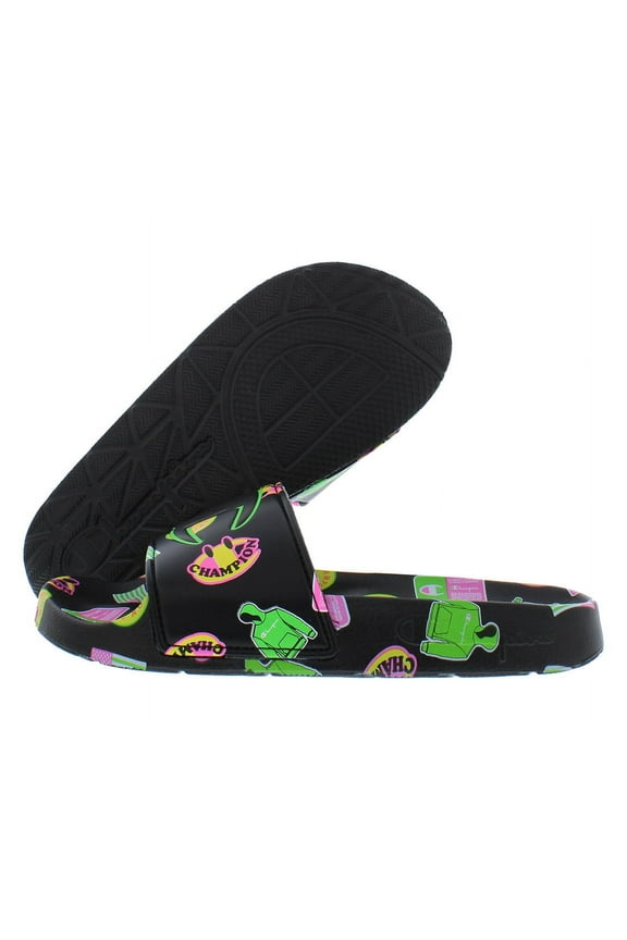 Ipo Catch Print Slide Ps Boys Shoes Size 1, Color: Black/Multicolored