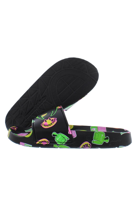 Ipo Catch Print Slide Ps Boys Shoes Size 1, Color: Black/Multicolored
