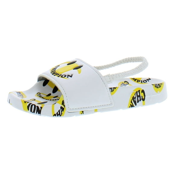 Champion Ipo Smile Slide Infant/Toddler Shoes Size 6, Color: White/Yellow