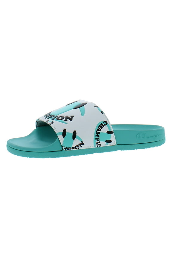 Ipo Squish Smile Slide  Womens Shoes Size 6, Color: Teal/White