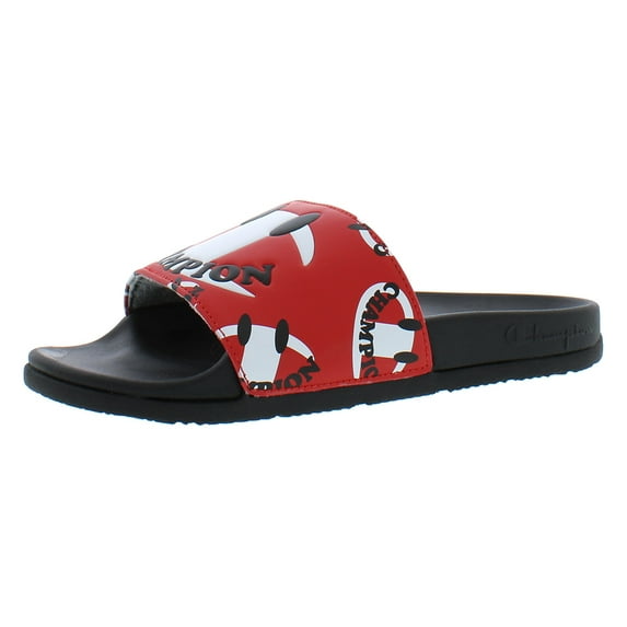 Champion Ipo Squish Smile Slide  Womens Shoes Size 7, Color: Black/Scarlet