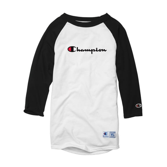 Champion Kids Baseball Tee, S, White/Black