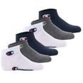 thumbnail image 1 of Champion Children's Socks, 6-Pack - Quarter, Logo, Solid Colour Blue/White/Black 31-34, 1 of 7