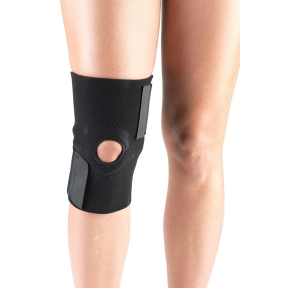 Champion Knee Wrap with Stabilizing Pad, Open Patella Knee Support, Black, Universal
