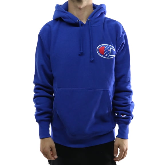 Champion LIFE Men's Reverse Weave Pullover Hoodie, surf The Web/Sublimated c Logo, Large