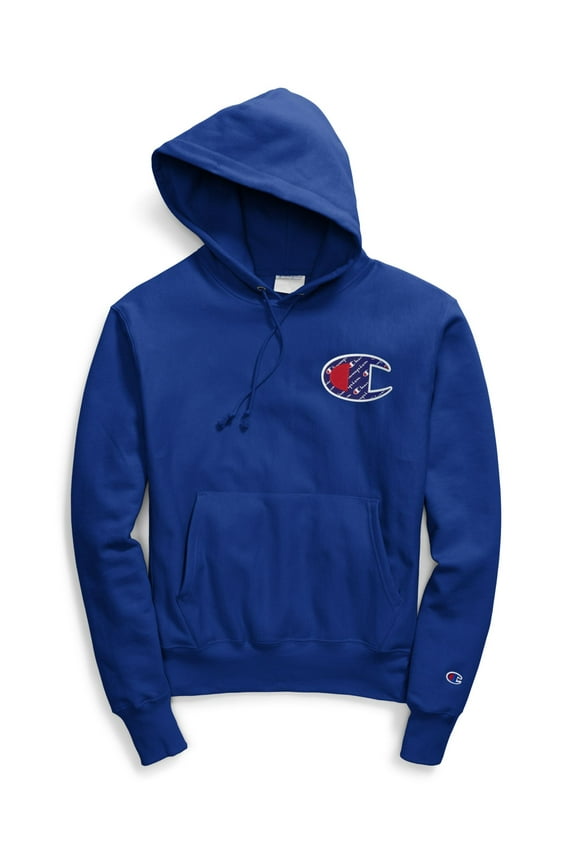 LIFE Men's Reverse Weave Pullover Hoodie, surf The Web/Sublimated c Logo, Medium