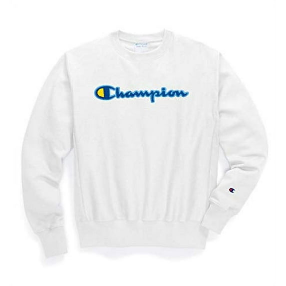 Champion LIFE Men's Reverse Weave Sweatshirt,white/champion script,MEDIUM