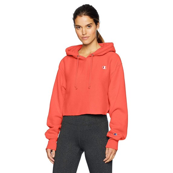 Champion LIFE Women's Reverse Weave Cropped Cut Off Hood, Groovy Papaya XL