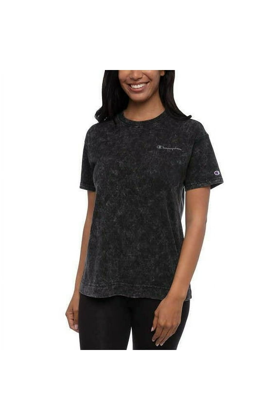 Ladies' Cloudwash Crew Neck Tee Size: M, Color: Black