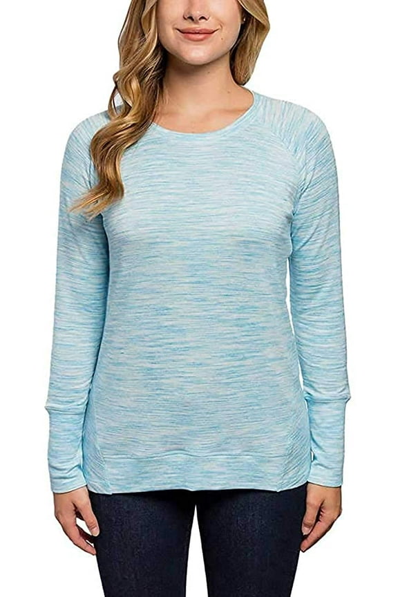 Ladies' Lightweight High-Low Hemline Long Sleeve Tee Blue / XXL
