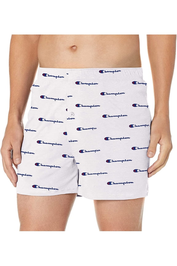 Life Men's C Script Knit Boxer, White, Small