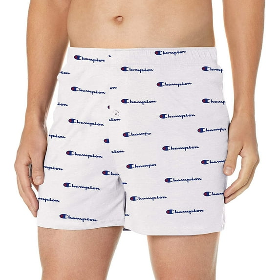 Champion Life Men's C Script Knit Boxer, White, Small