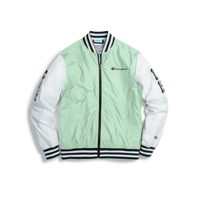 Champion Life Mens Baseball Jacket L Waterfall Green White Walmart