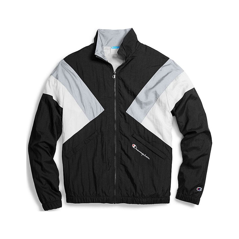 Champion Life Mens Nylon Warm Up Jacket XL Black Silverstone White Walmart