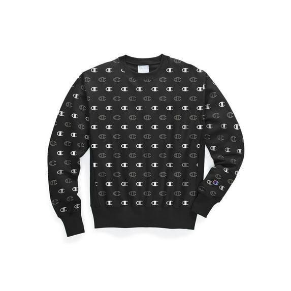 Champion Life Mens Reverse Weave Crew, XS, C Logo Spaced Black