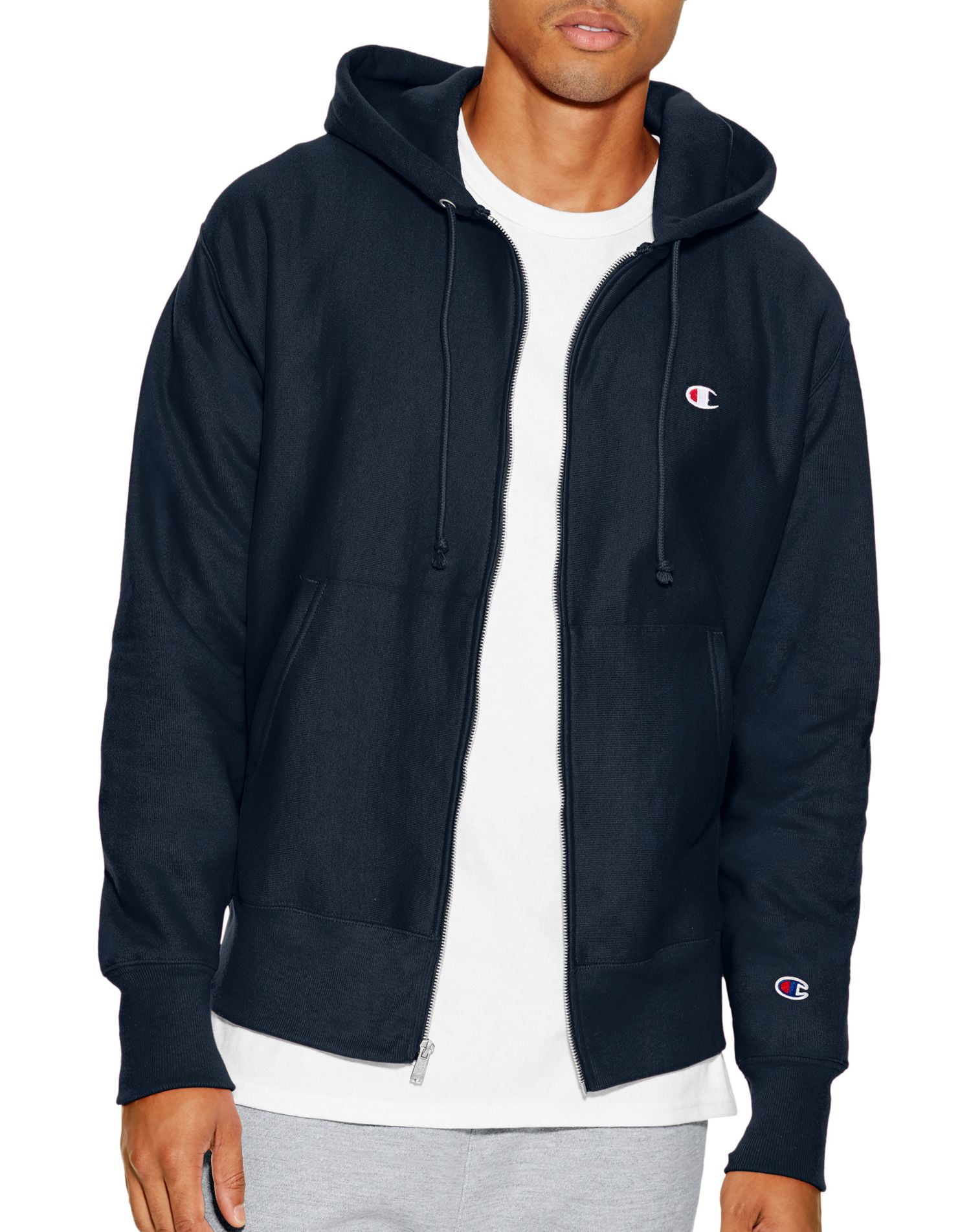 Champion Mens C Logo Reverse Weave Full-Zip Hoodie BLK-M Champion Mens C Logo Reverse Weave Full-Zip Hoodie BLK-M