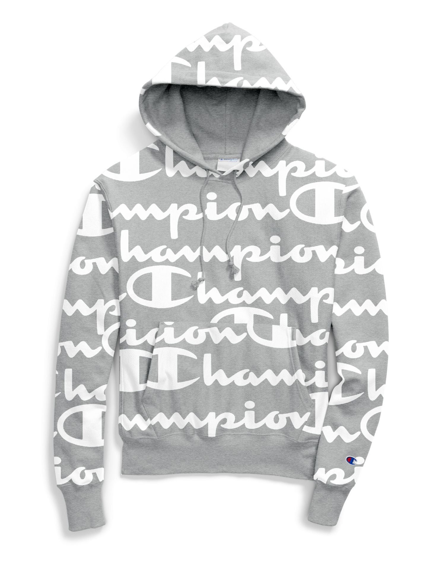 Champion Life Mens Reverse Weave Pullover Hoodie 3XL Giant Script Oxford Grey