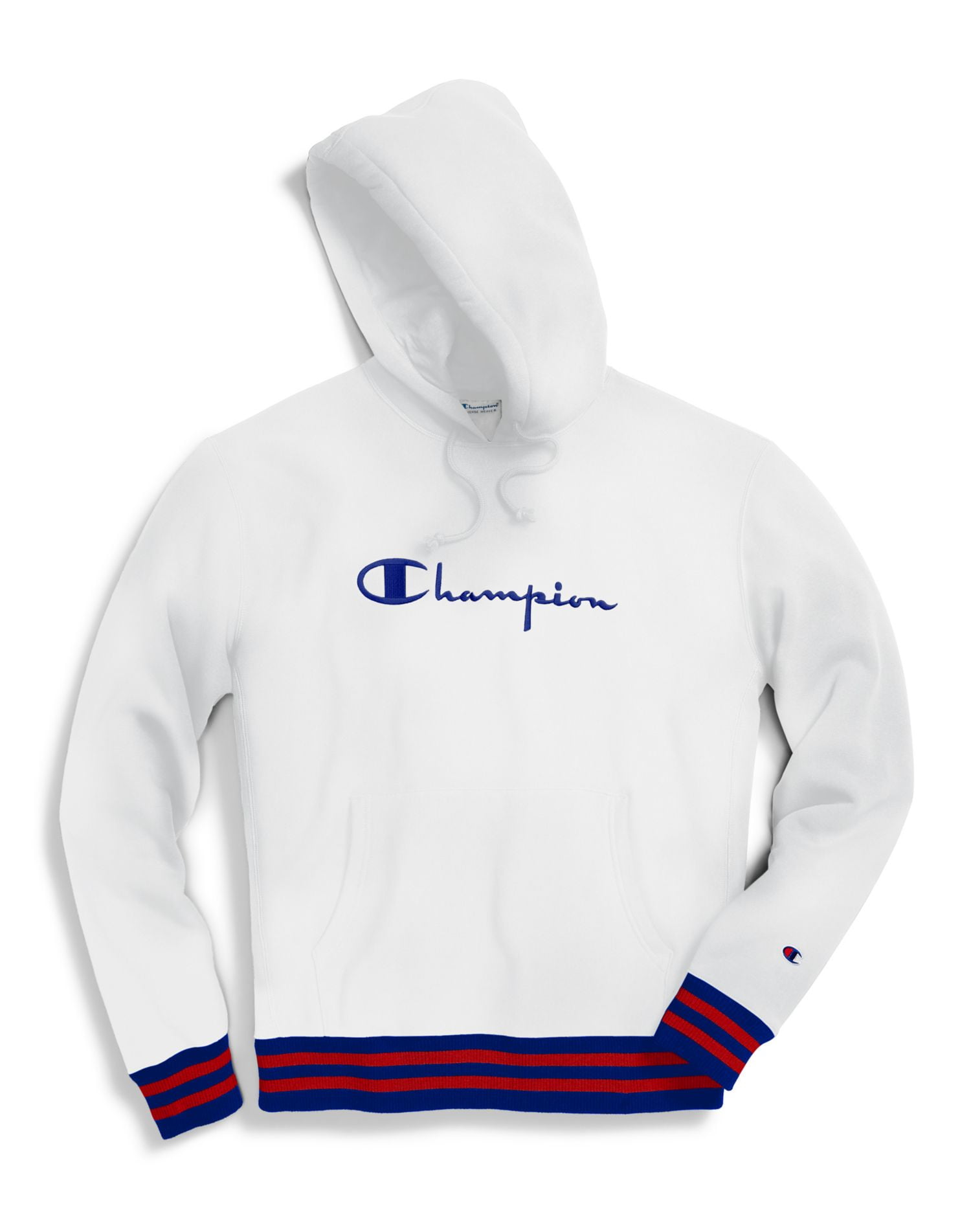 Men's Reverse Weave Script Logo Hoodie in White