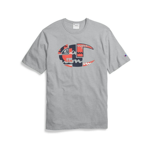 Champion Life Mens Short Sleeve Heritage Tee, M, Patchwork Oxford Gray