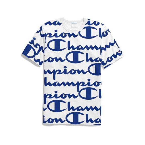 Champion Life Mens Short Sleeve Heritage Tee, XL, Giant Script White Surf