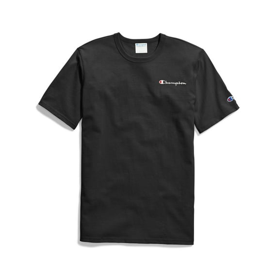 Champion Life Mens Short-Sleeve Tee, L, Script Logo Black