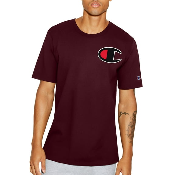 Champion Life Mens Short-Sleeve Tee, M, Large C Team Maroon