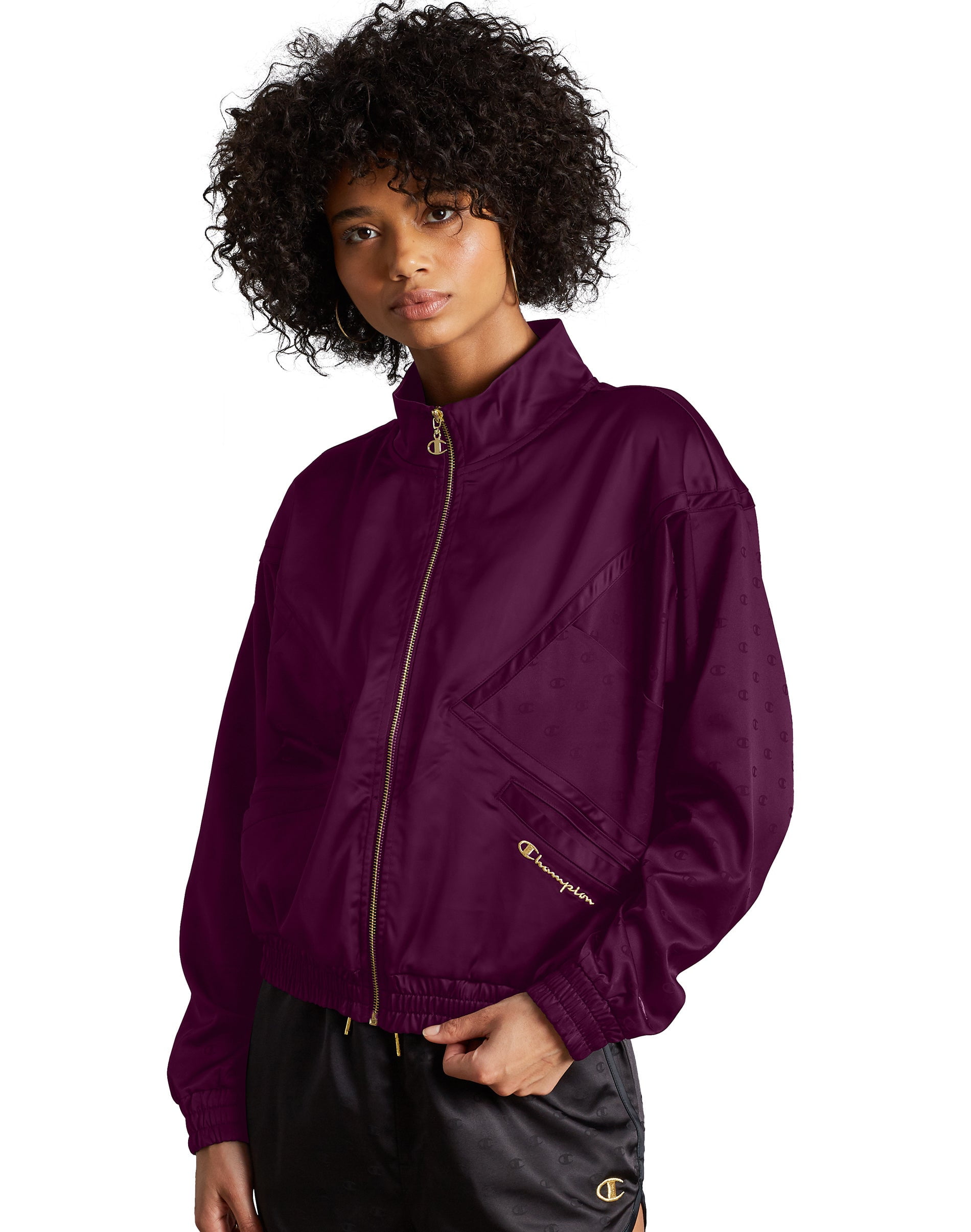 Champion Life Women s Satin Jacket Gold Lurex Logo Walmart