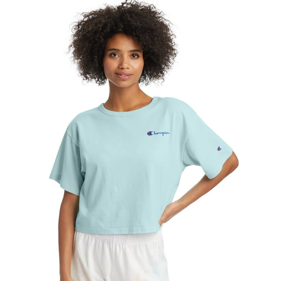 Champion Life Womens Heritage Crop Tee, L, Ice Fall