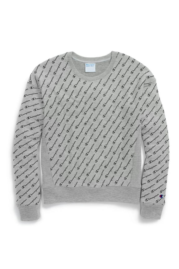 Life Womens Reverse Weave Crew, L, Diagonal Logo Script Heather