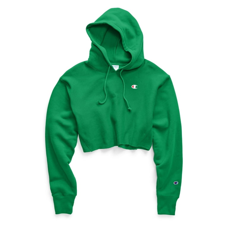 Green champion crop hoodie new arrivals