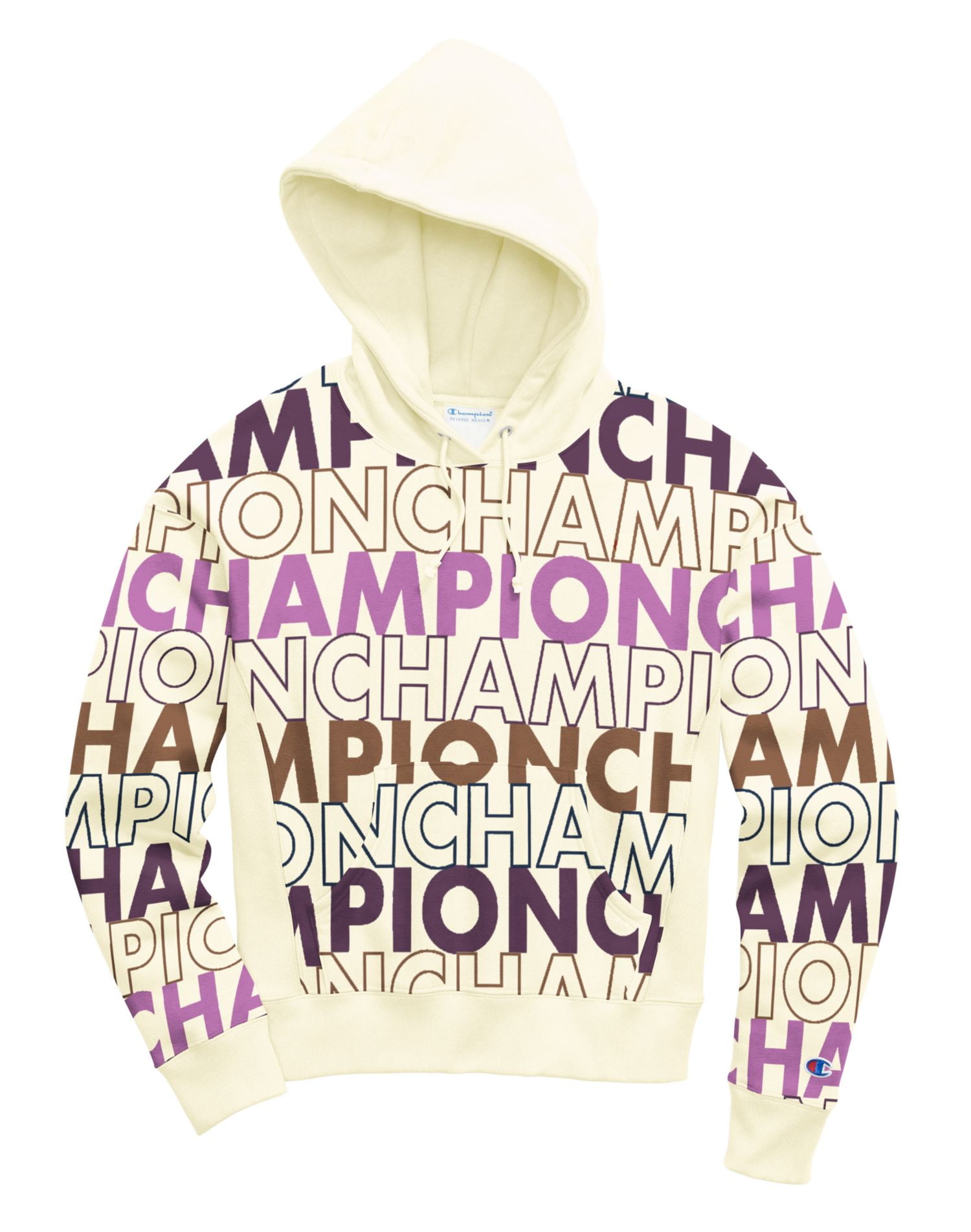 White champion hoodie with purple letters sale