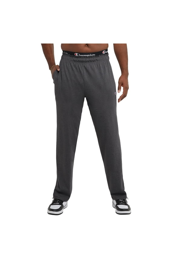 , Lightweight Open-Hem Lounge Men, Jersey Pants (Reg. or Big, Granite Heather C Patch Logo, X-Large Tall