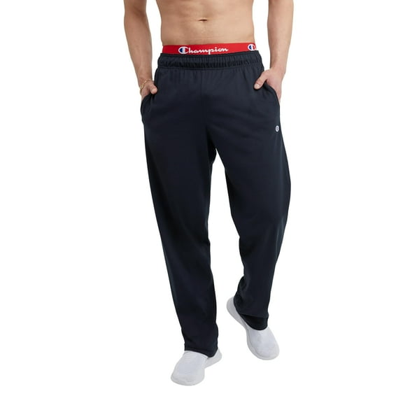 Champion, Lightweight Open-Hem Lounge Men, Jersey Pants (Reg. or Big, Navy C Patch Logo, Large Tall