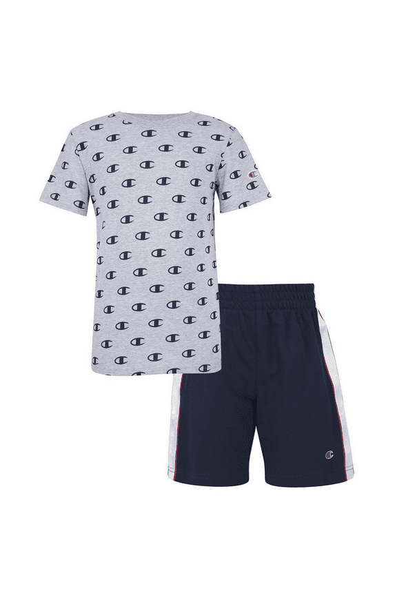 Little Boys Boys 2-Pc. Logo T-Shirt & Mesh Shorts Set Size 4 Gray