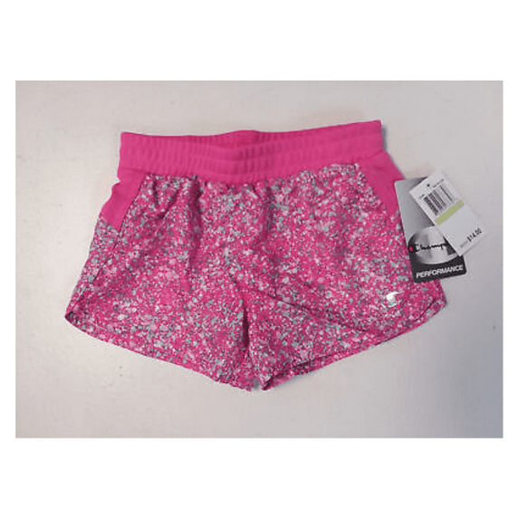 Champion Little Girl's Swim/Training Shorts, Pink Splatter, Sz 4