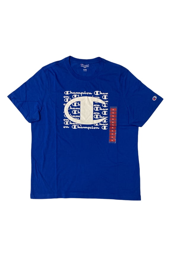 Logo Men's Short Sleeve Authentic Athleticwear Crew Neck T-Shirt (Bozzetto Blue, L)