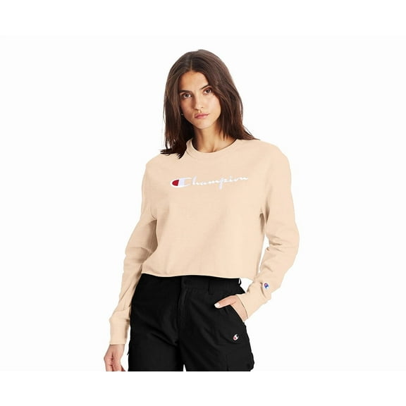 Champion Ls Bf Crop Tee Womens Active Shirts & Tees Size Xl, Color: Oatmeal Gold