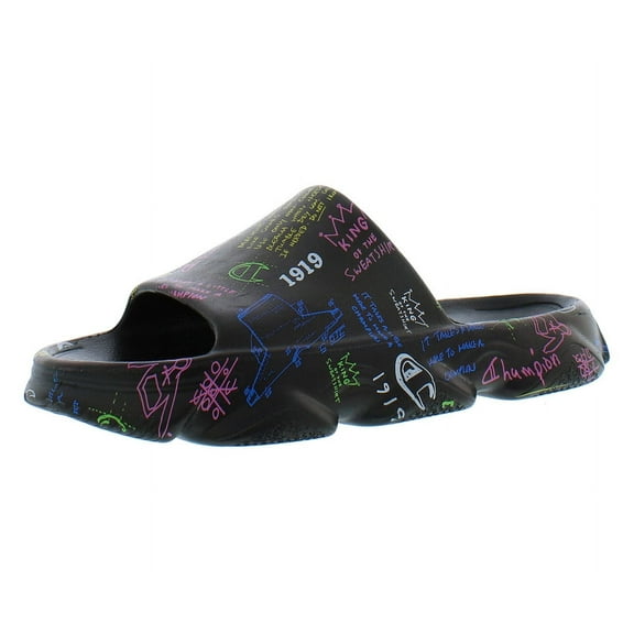 Champion Meloso Squish Doodle PS Slide Boys Shoes Size 12, Color: Black/Multicolored