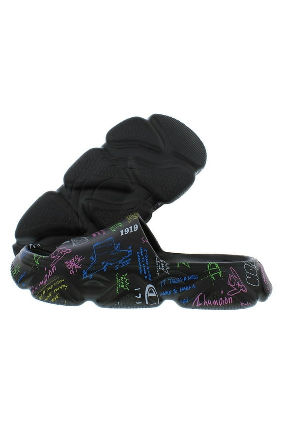 Meloso Squish Sl Doodle Slide Boys Shoes Size 4, Color: Black/Multi Colored